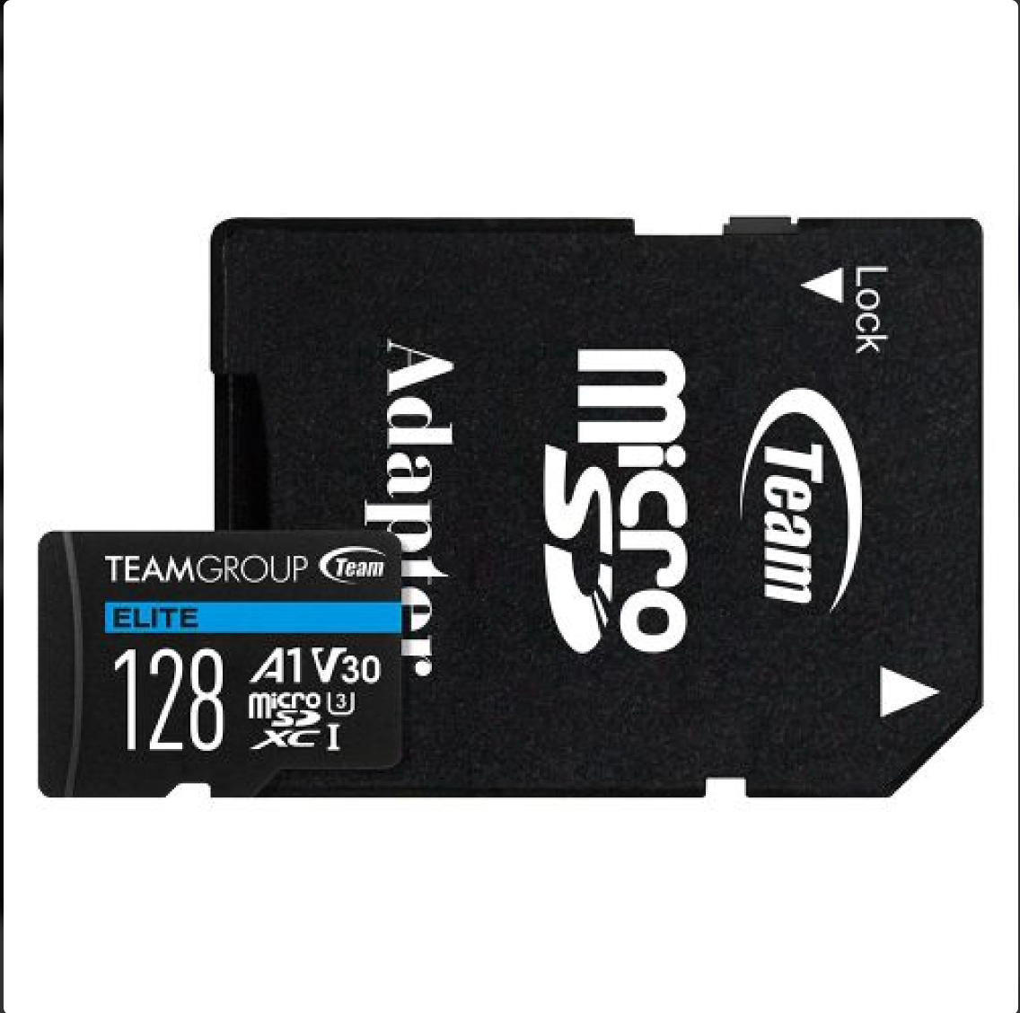 Team 128GB Elite A1 Micro SDXC Card with SD Adapter, UHS-I Class 3, U3, A1 App Performance, 100MB/s